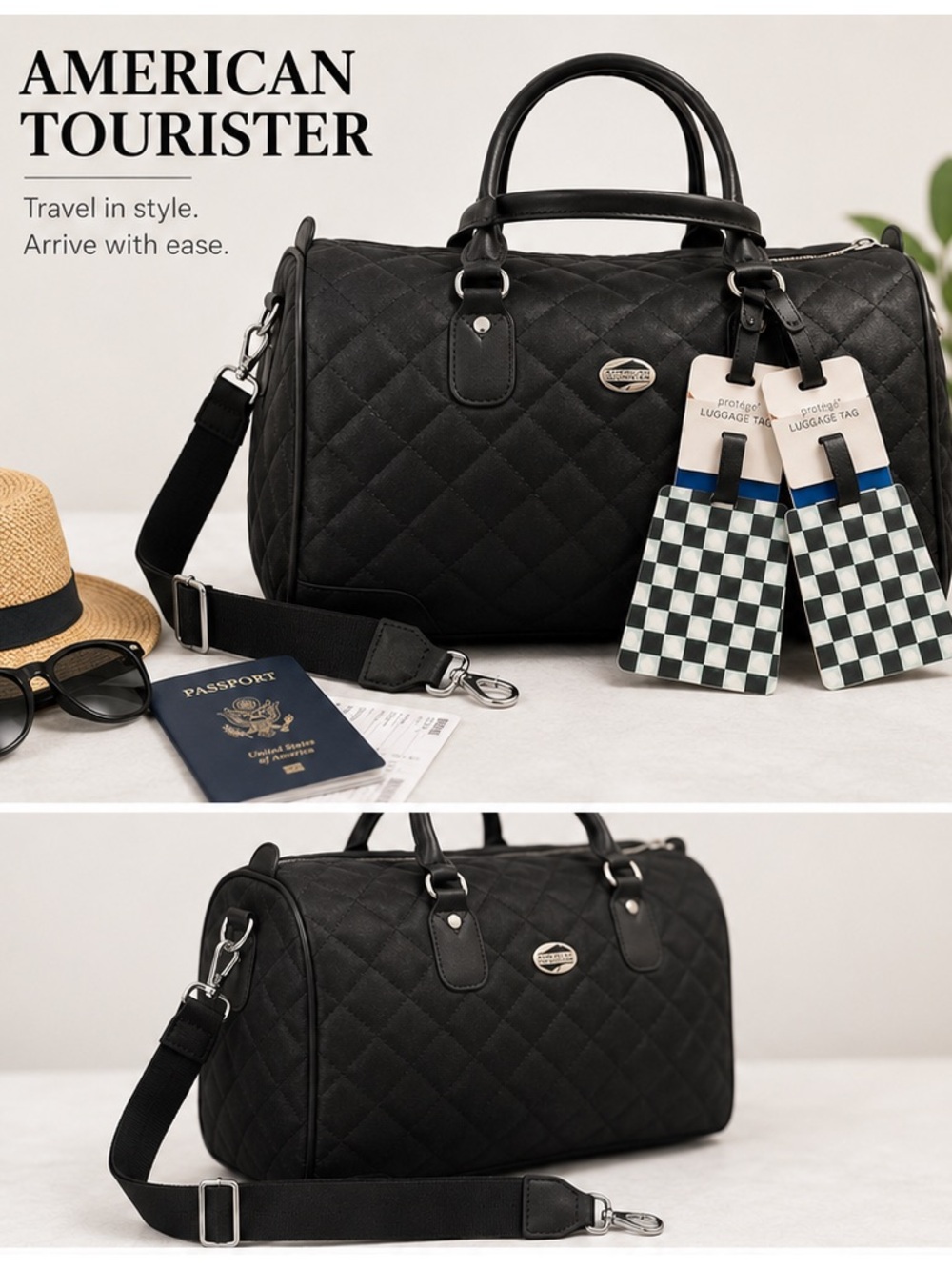American Tourister Quilted Weekender and Luggage Tags